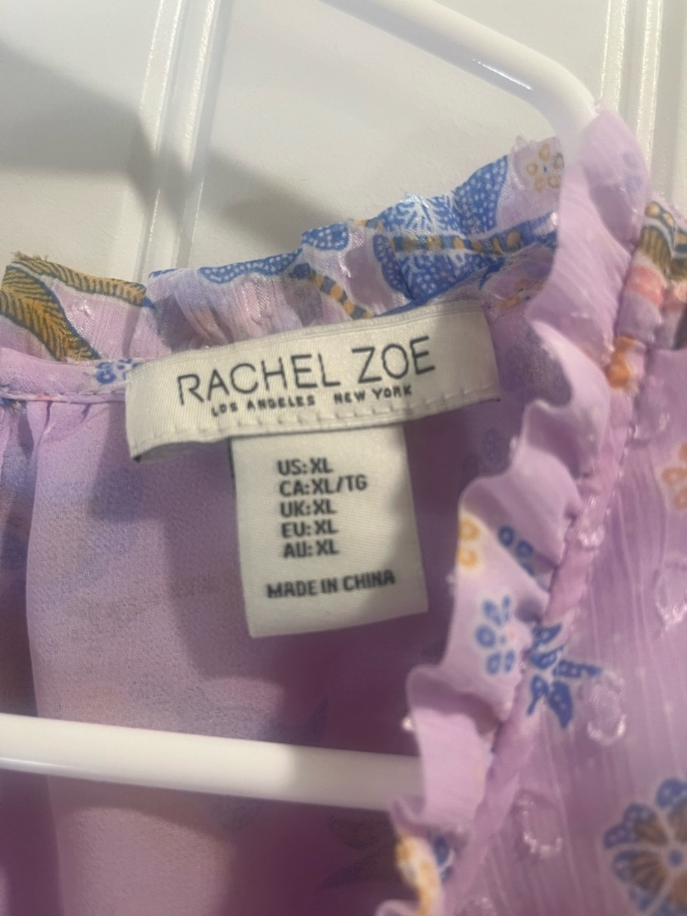 Rachel Zoe Lavender Floral Blouse XL - Picture 5 of 12